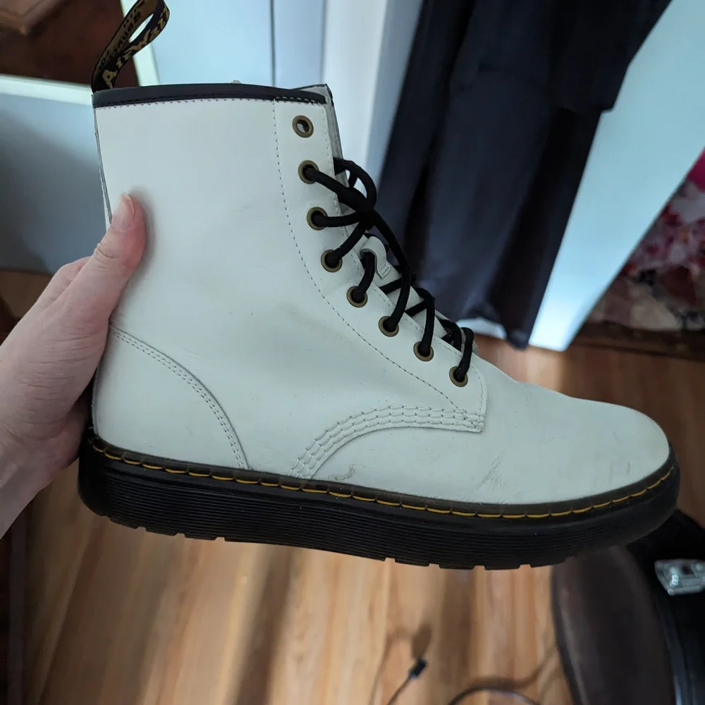 Dr. Martens White and Black Leather Boots - Picture 3 of 4